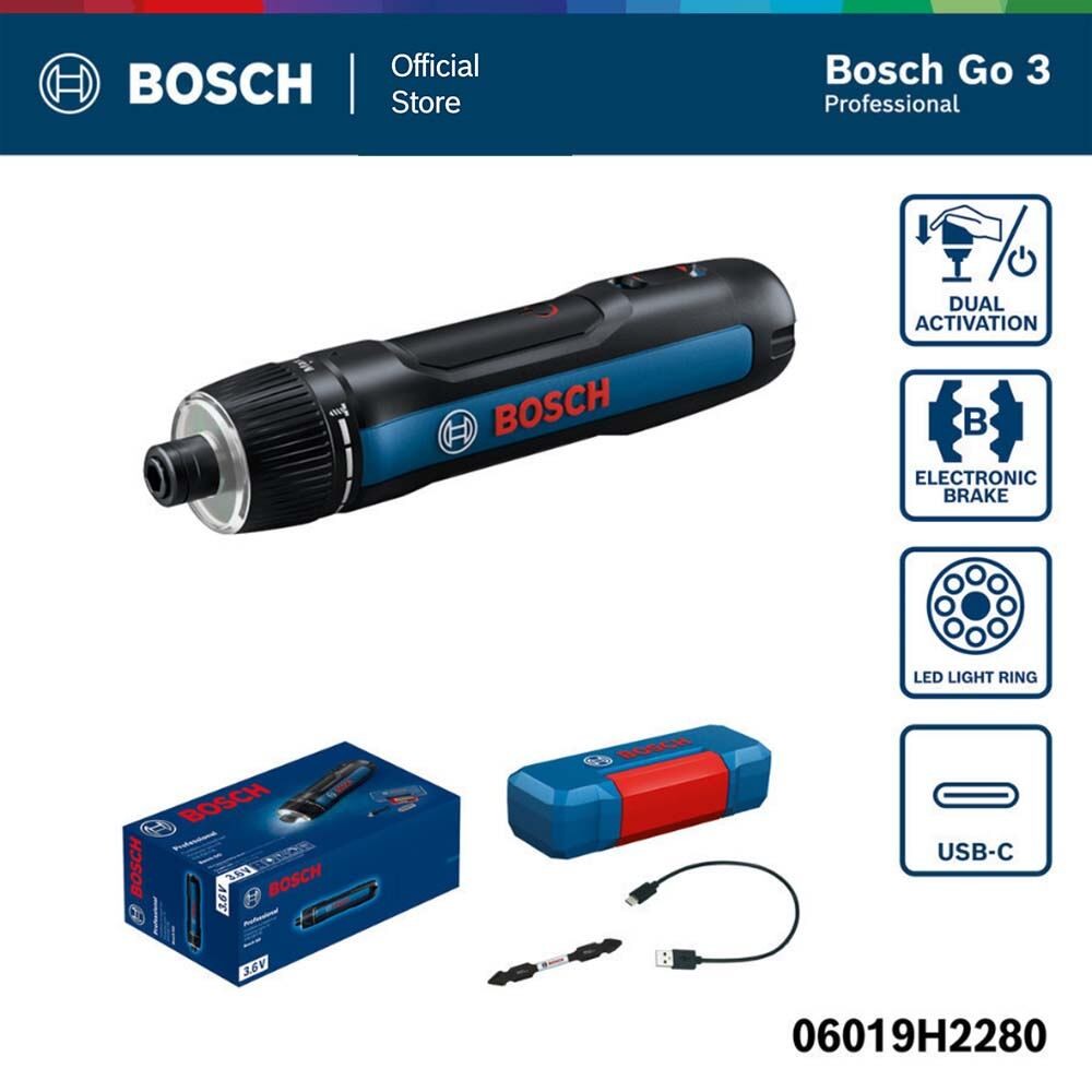 BOSCH ไขควงไฟฟ้าไร้สาย รุ่น Bosch GO Version 3 ชุด เครื่องปล่า ประกันนาน 12 เดือน
