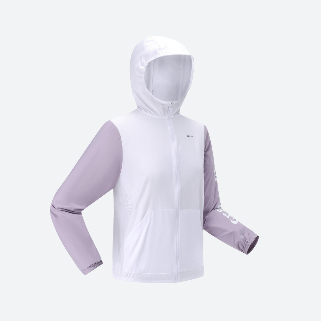 เสื้อแจ็คเก็ตเดินป่ากันยูวีสำหรับเด็กรุ่น Helium MH500 (สีม่วง) - ขาวหิมะ,ม่วงรมควัน | Junior Hiking