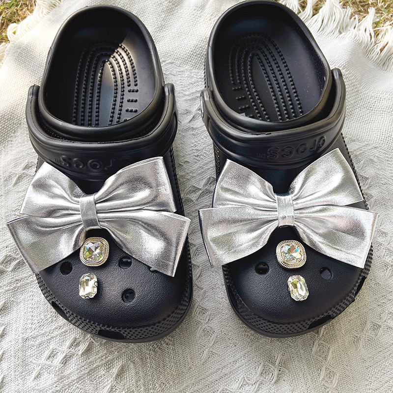 จิ๊บบิทโบว์ดารา จิ๊บบิทเงินถอดได้ แบบมาตรฐานติดcrocs  DIY 9QM0