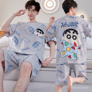 【สินค้าใหม่】2025ชุดนอนผู้ชายใหม่ ผ้าฝ้าย สัมผัสสบาย แขนสั้น …