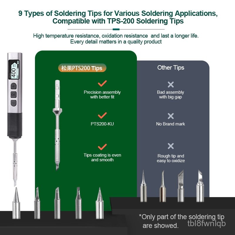 100W หัวแร้งแบบพีนโคน4ตัวต้านทานโอห์ม PTS200/PTS201หัวแร้ง K/B2/I/BC2หัวแร้งบัดกรี 0DYX