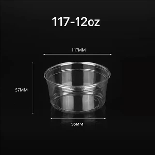 ถ้วยพร้อมฝา ถ้วยใส PET (100ใบ) ใส่เยลลี่ ท็อปปิ้ง ของหวาน และอื่นๆ มีขนาด 8oz. 12oz. 16oz. ปากถ้วย117 16ON