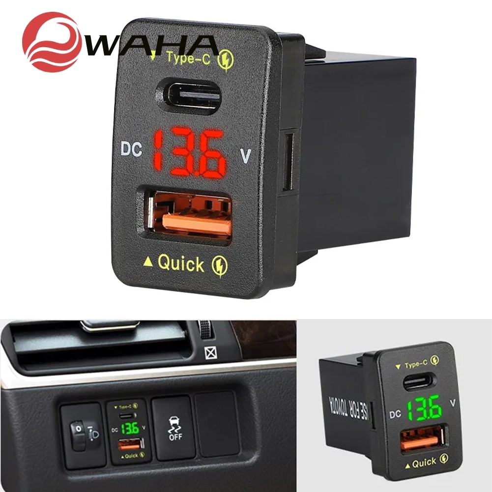 NEWfor QC3.0 36W พอร์ต USB ที่ชาร์จแบตในรถอะแดปเตอร์ซ็อกเก็ตชาร์จเร็วโวลต์มิเตอร์