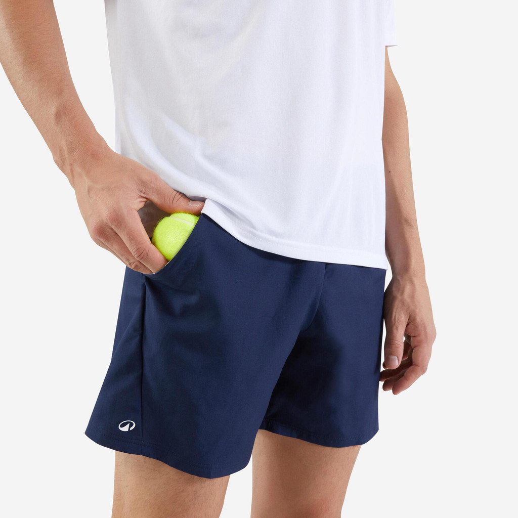 กางเกงเทนนิสขาสั้นสำหรับผู้ชาย รุ่น Essential (สีกรมท่า) - -,ฟ้าเหล็ก | Men's Tennis Shorts Essential - Navy - -,Steel B