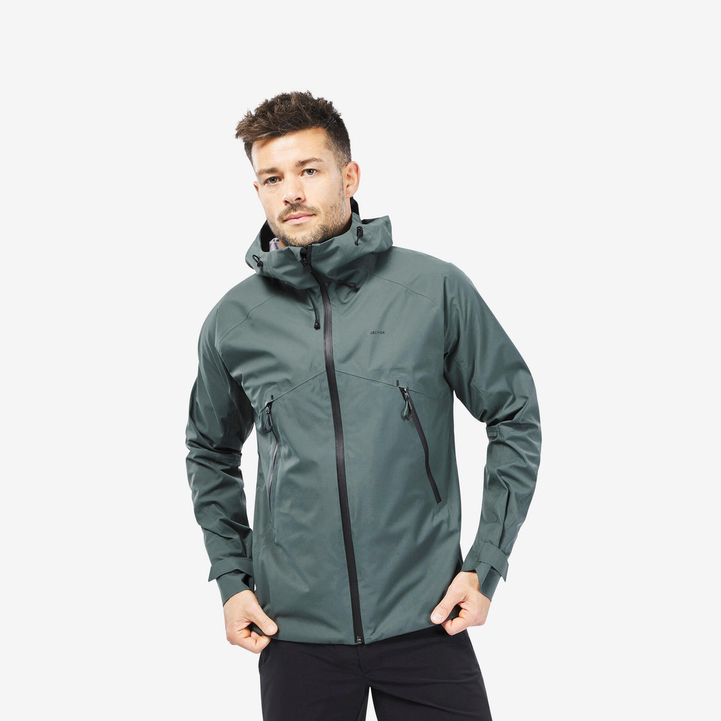 เสื้อ แจ็คเก็ต เดินป่า กันน้ำ สำหรับผู้ชายรุ่น MH500 (สีเขียว) - เขียวรมควัน | Men’s waterproof moun