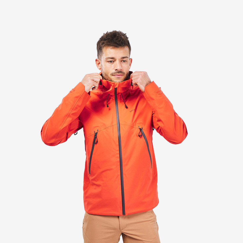 เสื้อแจ็คเก็ต เดินป่า กันน้ำ สำหรับผู้ชายรุ่น MH500 (สีส้ม) - ส้มเปลวเพลิง | Men’s waterproof mounta