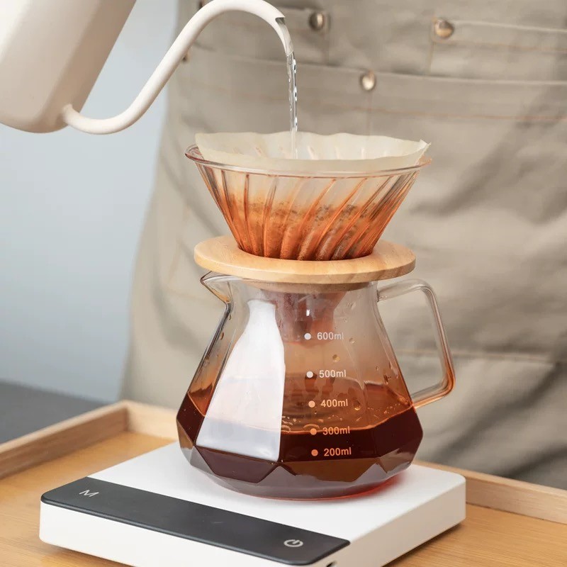 ☀️Sun&Shop เหยือกดริปกาแฟ เหยือกเสิร์ฟกาแฟดริป เพชรดำใส พร้อมฝาปิด Coffee Server Diamond ขนาด 400ml/