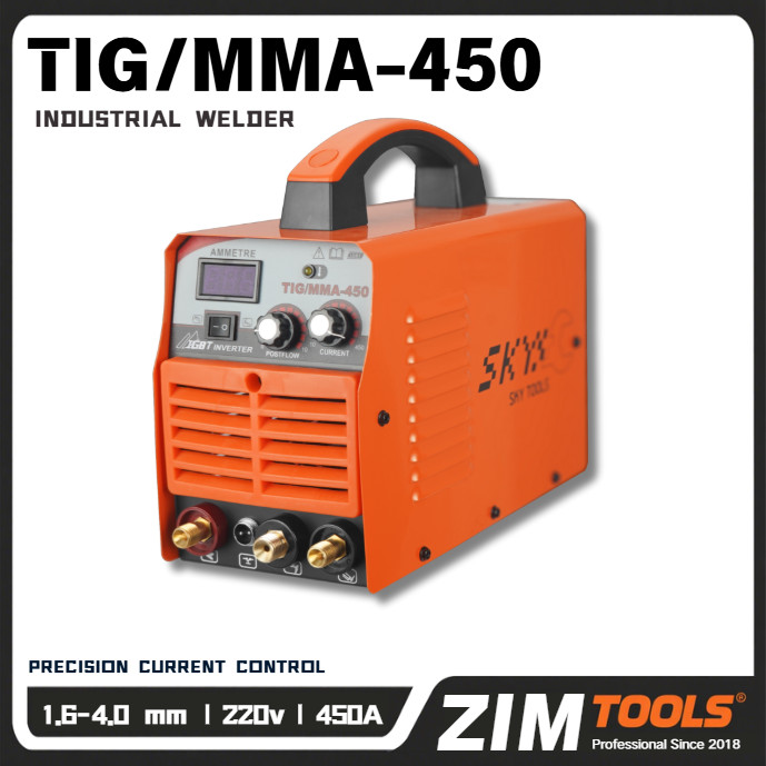 ZIM TOOLS เครื่องเชื่อมอาร์กอน TIG/MMA-450 ตู้เชื่อม อุตสาหกรรม 2-in-1 ใช้ไฟบ้าน 220V แถมฟรีชุดอุปกร