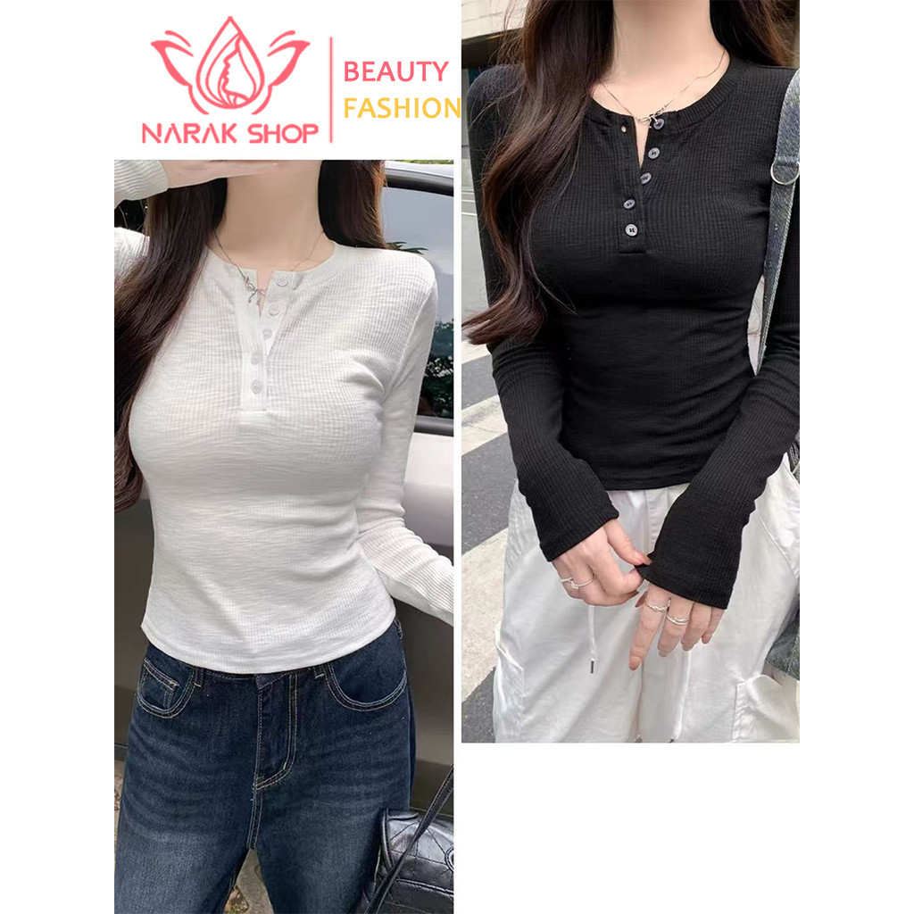 เสื้อแขนยาว คอกระดุม พอดีตัวใส่แล้วผอม