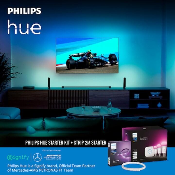 [แพ็คพิเศษ] Philips Hue WCA 9.5W Starter Kit ฟรี Hue Bridge + Hue Light Strip Starter 2 เมตร