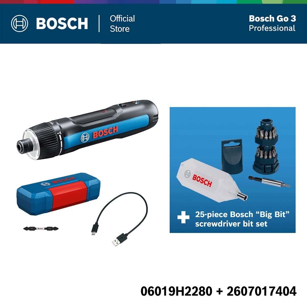 Bosch ชุดสุดคุ้ม Bosch Go 3 (SOLO) และ ชุด Blue Big Bit 25 ชิ้น