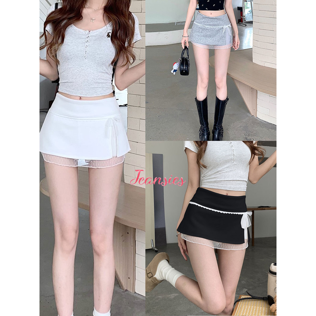 กระโปรงสั้นผ่าข้าง ลูกไม้หรูดูดี ใส่แล้วปัง