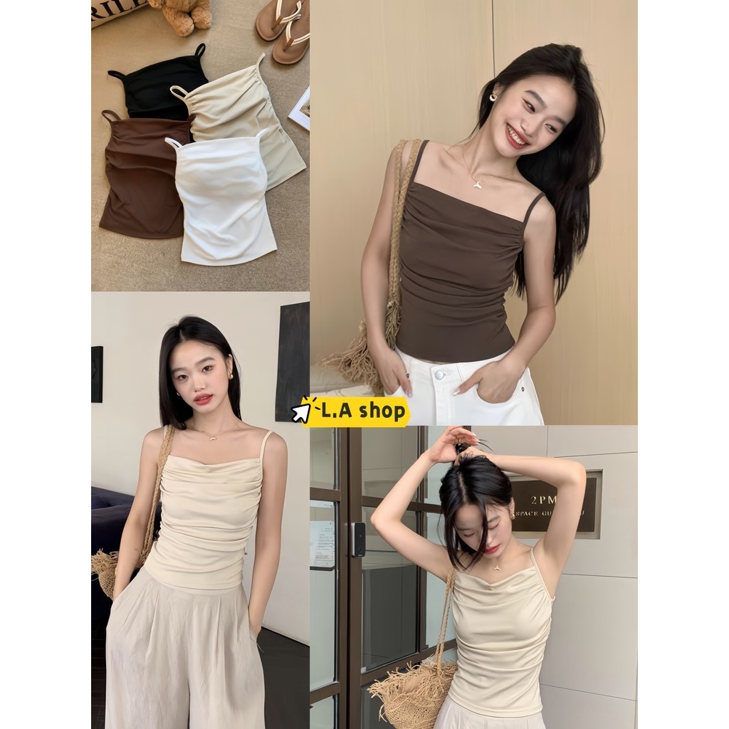 L.A Shop★พร้อมส่ง สายเดี่ยว เสื้อท่อนบน มีฟองน้ำ สไตล์เกาหลี เซ็กซี่ เข้ารูป "FY3508"