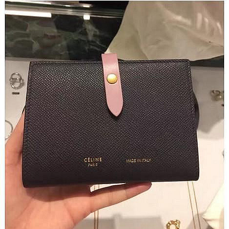 Second-hand authentic CELINE strap gray powder lychee patter
