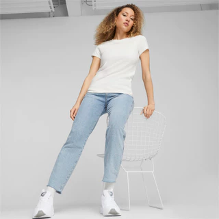 PUMA BASICS - เสื้อยืดแบบมีโครงสร้างสำหรับผู้หญิง HER สีขาว - 67600102