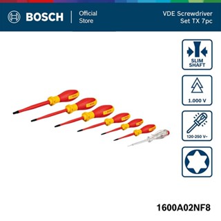 BOSCH ชุด ไขควงกันไฟ VDE 7 ชิ้น (TX / ไขควงวัดไฟ)