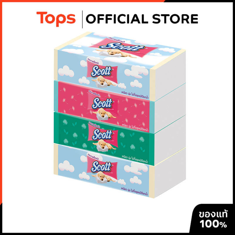 SCOTT สก็อตต์กระดาษเช็ดหน้าซอฟท์บ็อก 110แผ่น แพค 4 [8850039750153]