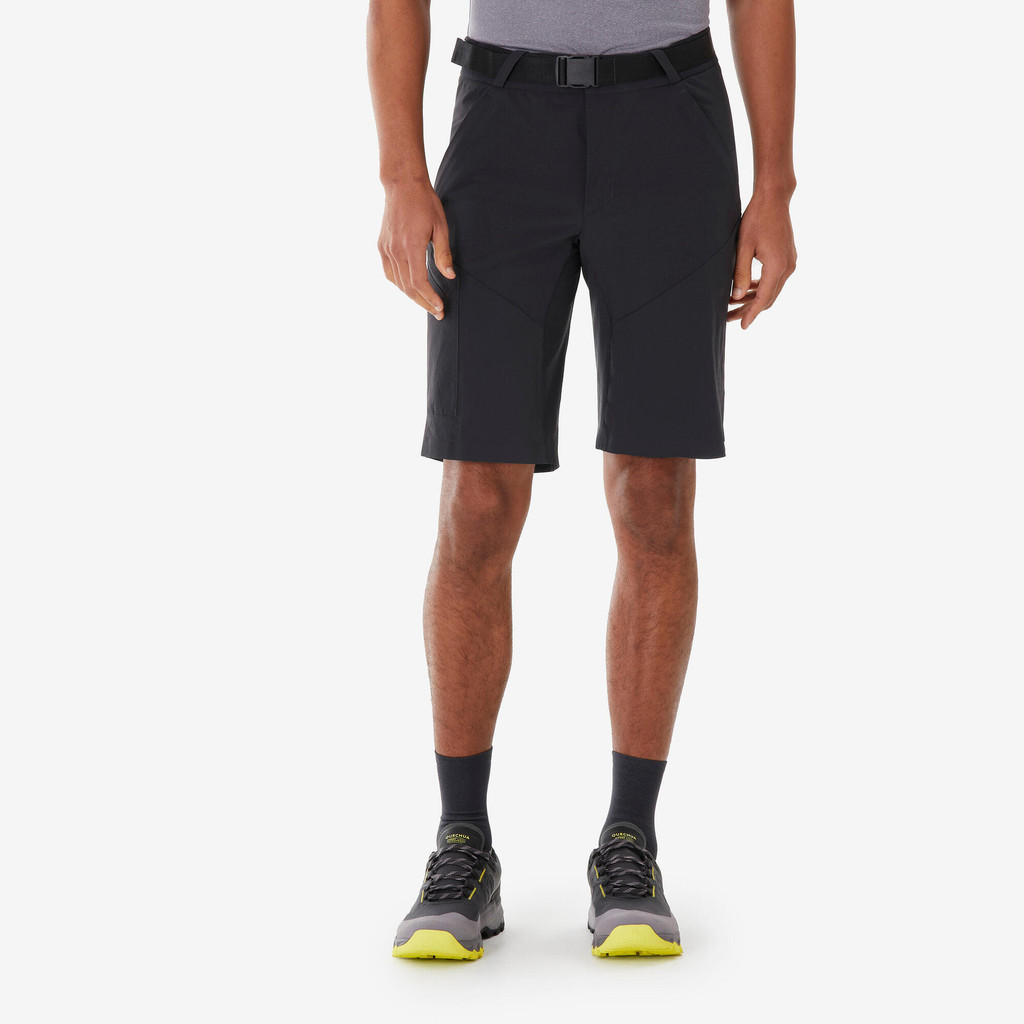กางเกงเดินป่าขาสั้นทรงยาวสำหรับผู้ชายรุ่น MH500 (สีดำ) - ดำรมควัน | Men’s long hiking shorts MH500 -