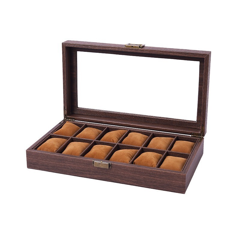 เครื่องประดับ  12นาฬิกาขายส่ง  กล่องแสดงสินค้าไม้พร้อมส่ง20ที่เก็บของวินเทจ210ลายไม้6บิต 3กล่องนาฬิกา T6ZQ - รูปที่ 2