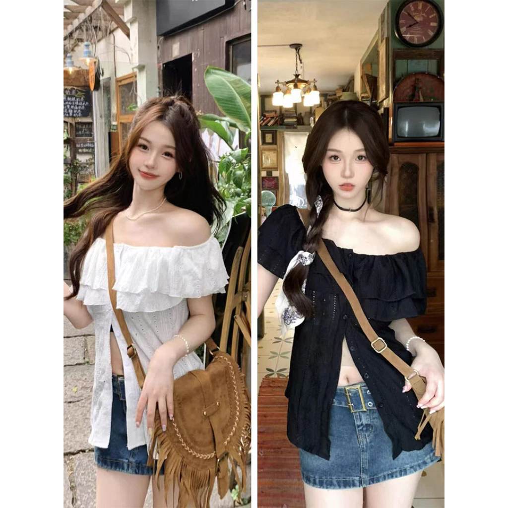 เสื้อเปิดไหล่ ผ่าข้าง เน้นรูปร่าง