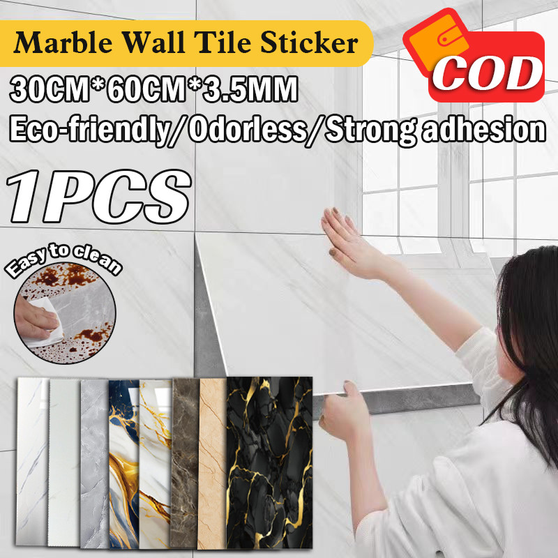 【COD】60×30cm สติ๊กเกอร์วอลเปเปอร์ PVC ลายหินอ่อน หนา 2.5มม สติกเกอร์วอลเปเปอร์โฟม ลายหินอ่อน กันน้ํามัน
