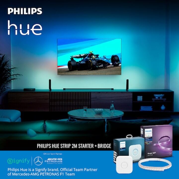 Philips Hue Strip 2m starter ไฟเส้นอัจฉริยะ 16ล้านเฉดสี ตัวเริ่มต้น + extension 1m + Philips Hue Bri