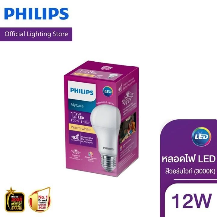 Philips Lighting หลอด LED PHILIPS 12 วัตต์ Warm White E27 (3000K)
