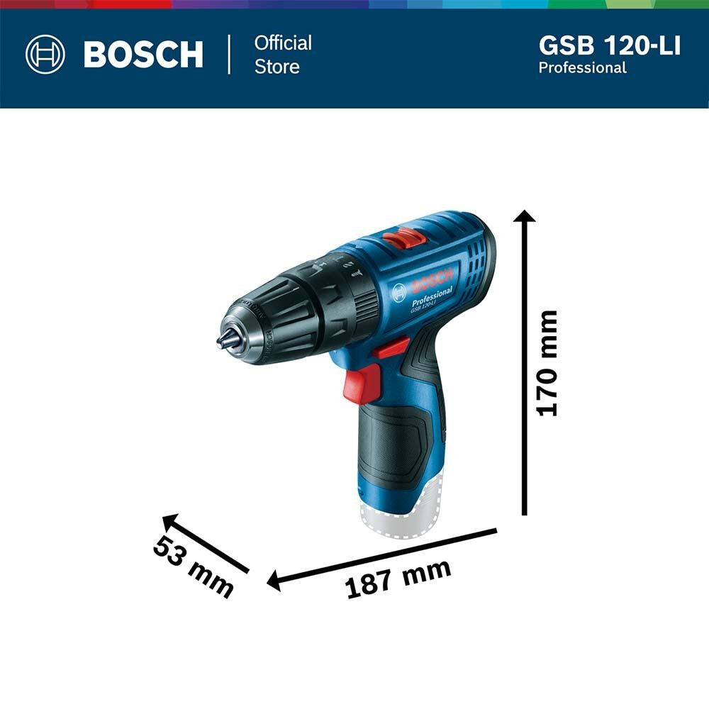 BOSCH สว่านกระแทกไร้สาย 12V GSB 120 Li (ชุด 1 แบต พร้อมที่ชาร์จ) - รูปที่ 2