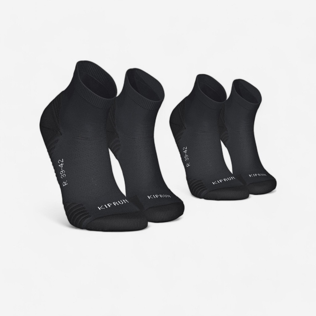 ถุงเท้าวิ่งหุ้มข้อเนื้อผ้าหนาสำหรับใส่วิ่งรุ่น RUN 500 (แพ็ค 2 คู่) - ขาวหิมะ,ดำรมควัน,เทาแกรไฟท์ | PACK OF 2 PAIRS OF R