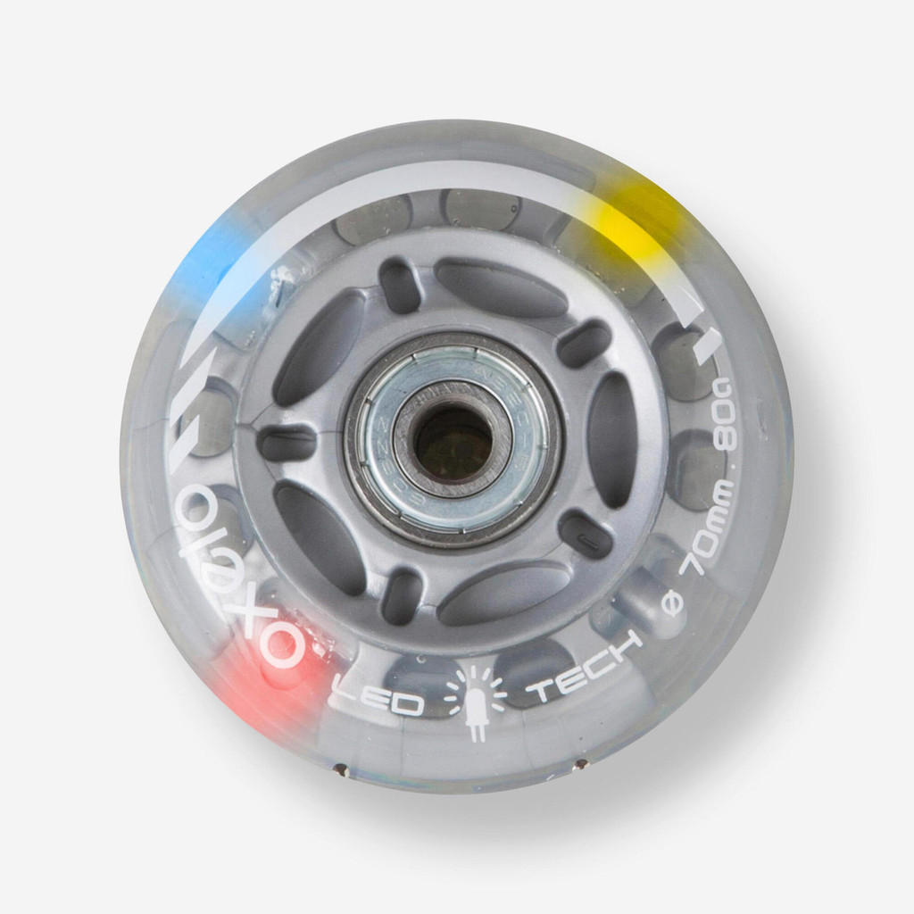 ล้อรองเท้าสเก็ตสำหรับเด็กพร้อมลูกปืน Flash 70 มม. 80A 2 ชิ้น | Kids' 70 mm 82A Light-Up Inline Skate Wheels with Bearing