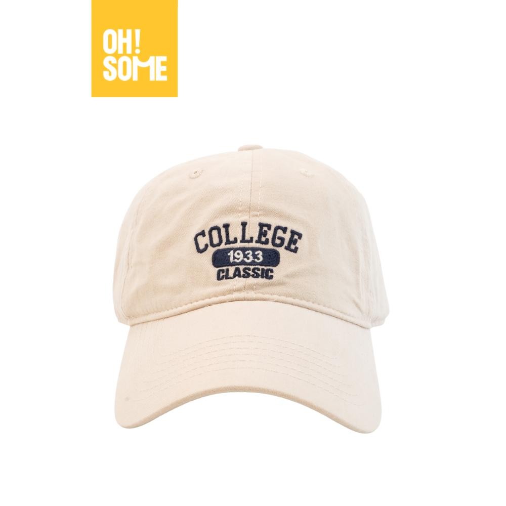 OHSOME หมวกแก็ป หมวกเบสบอลลาย College 1833 Classic ดีไซน์คลาสสิกและมีสไตล์ มีสีขาวและดำ
