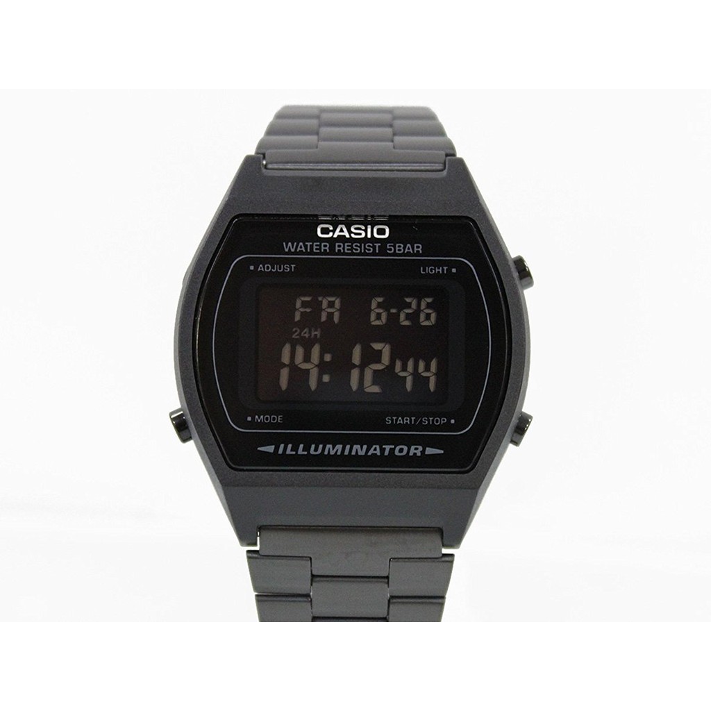 Casio B640WB นาฬิกาข้อมือผู้ชายดิจิตอล สายสแตนเลสเคลือบดำ 35mm