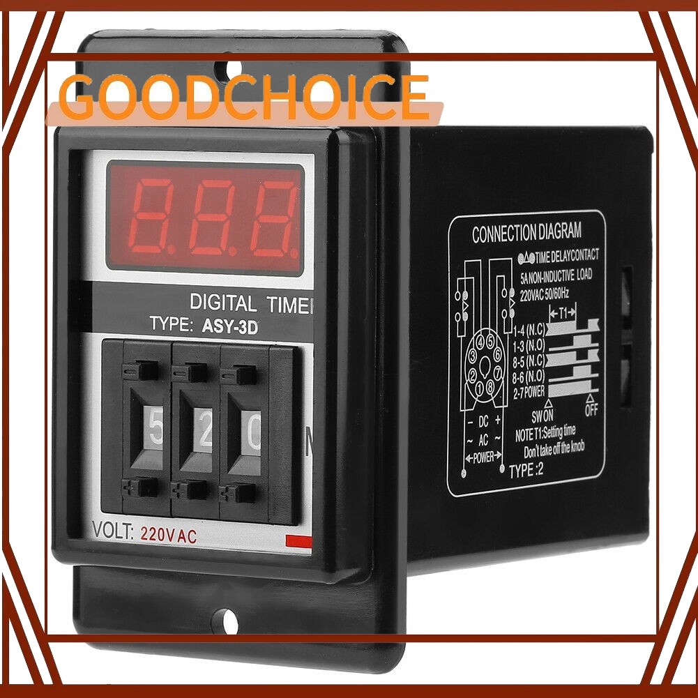 GOODCHOICE. พร้อมสต็อก ASY-3D AC 220V เปิดหน่วงเวลารีเลย์เวลาจับเวลา 1-999S/M 8 Pins