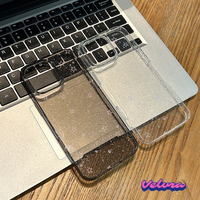 เคส For iPhone 16 Pro Max 11 เคสใสแบบแวววาว TPU นุ่มสีสันสดใส ดาวห้าแฉกสีสันสดใส 15 Pro max 14 13 12 Pro max X XR 7 Plus