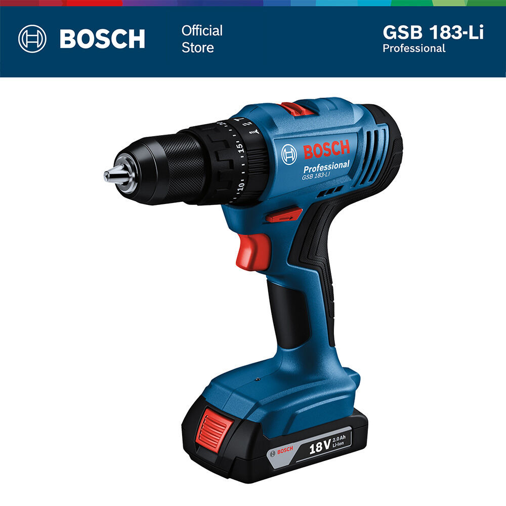 Bosch ชุดสุดคุ้ม สว่านกระแทกไร้สาย GSB 183 และ ชุดดอกสว่าน X-line 33