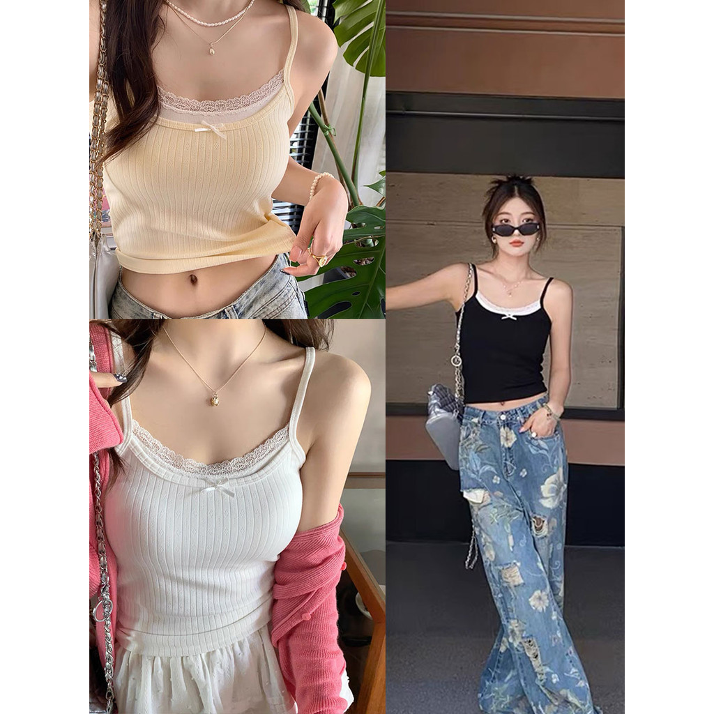เสื้อสายเดี่ยว ขอบลูกไม้ มีสีให้เลือกหลากสี
