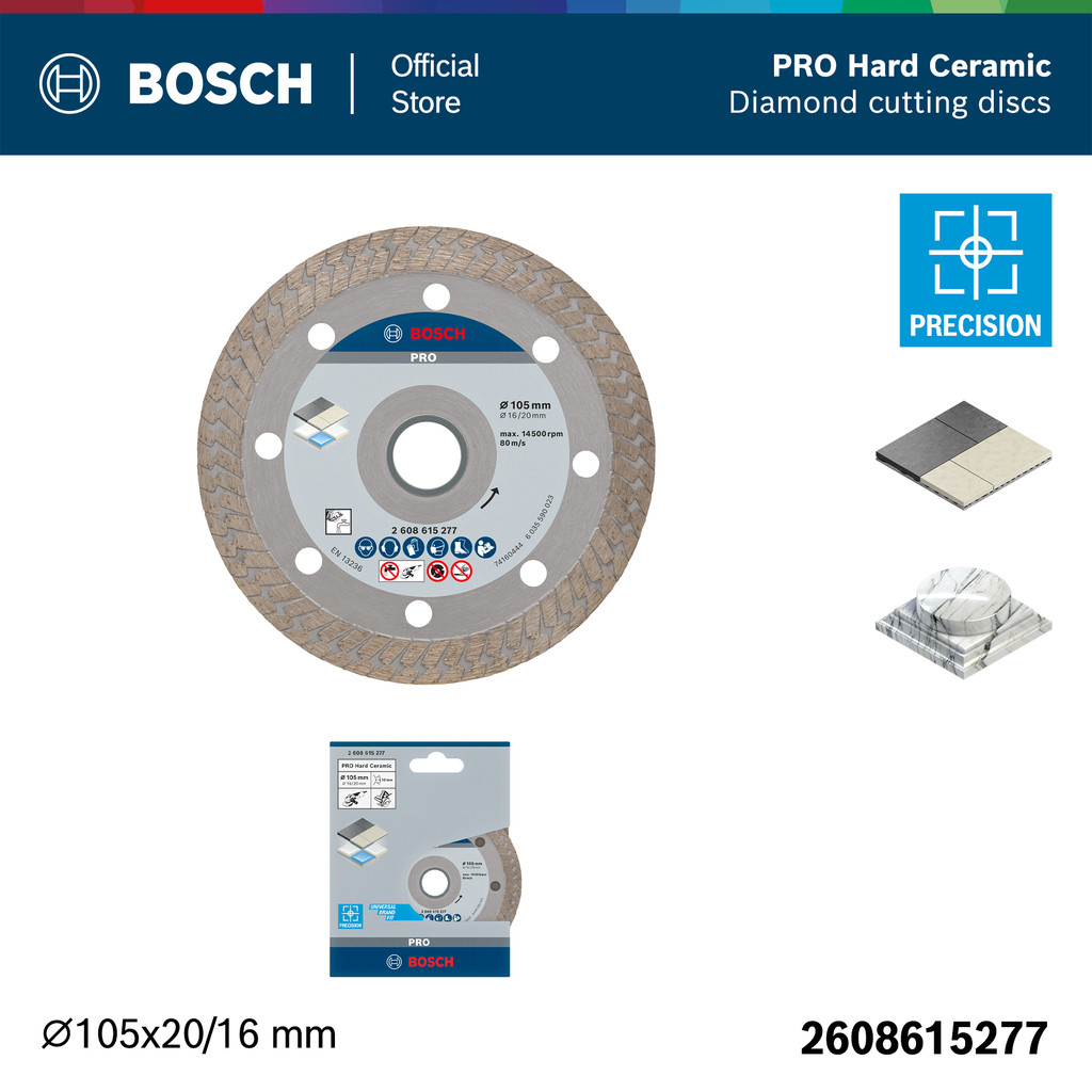 BOSCH ใบเพชรตัดกระเบื้อง 4 นิ้ว (แบบบาง 1.0 มม.) รหัสสินค้า 2608615277 สินค้า