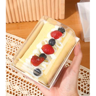 ส่งฟรี ส่งไว กล่องเค้กโรลฝาสูง ใส่แซนวิช ขนม Snack box (50 ชุด) T038 PackPro