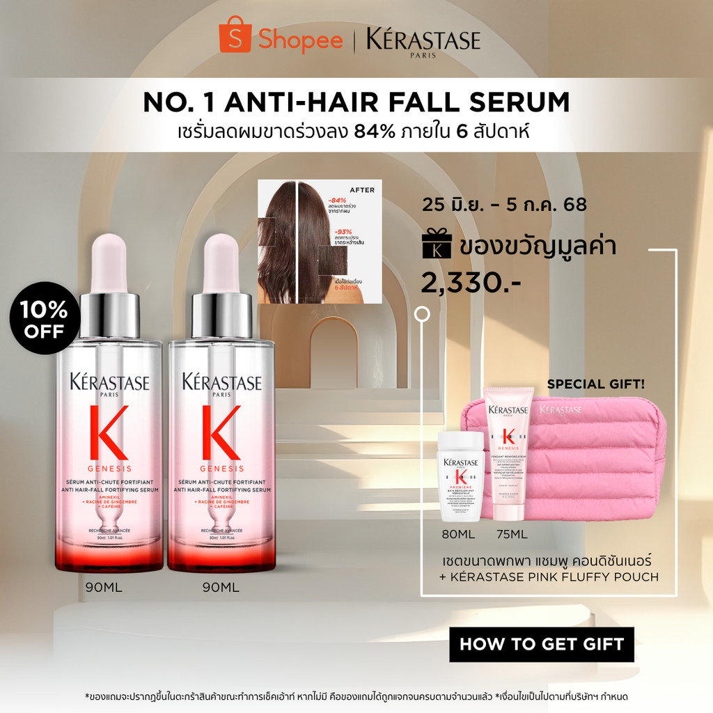 [เซตสองขวด] KERASTASE GENESIS เซรั่มบำรุงหนังศีรษะ กลิ่นหอมสดชื่นสำหรับผมขาดหลุดร่วงระยะเริ่มต้น 90มล (เคเรสตาส,เจเนซิส)