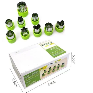 9ชิ้น เครื่องตัดผักรูปร่างสแตนเลสทนทาน ทําเอง ผลไม้คุกกี้แสตมป์เค้กอาหารตัดแม่พิมพ์ครัวเครื่องมือ Biscuit Embossing Mold