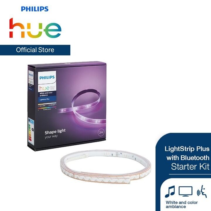 Philips Hue LightStrip Plus with Bluetooth Starter Kit ไฟเส้นเปลี่ยนสีอัจฉริยะ ชุดเริ่มต้นยาว 2 เมตร เชื่อมต่อผ่านบลูทูธ