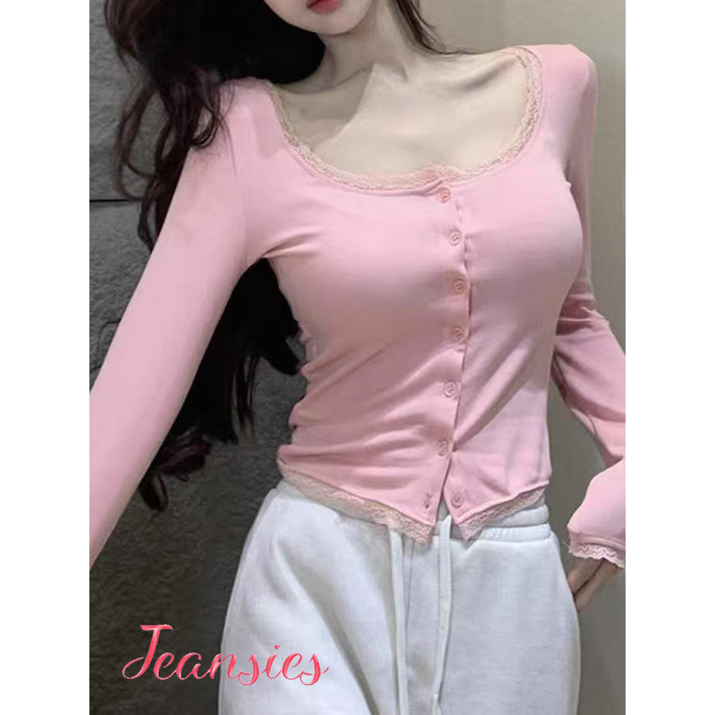 เสื้อแขนยาวสไตล์เกาหลี สีพื้น ดีไซน์สวย