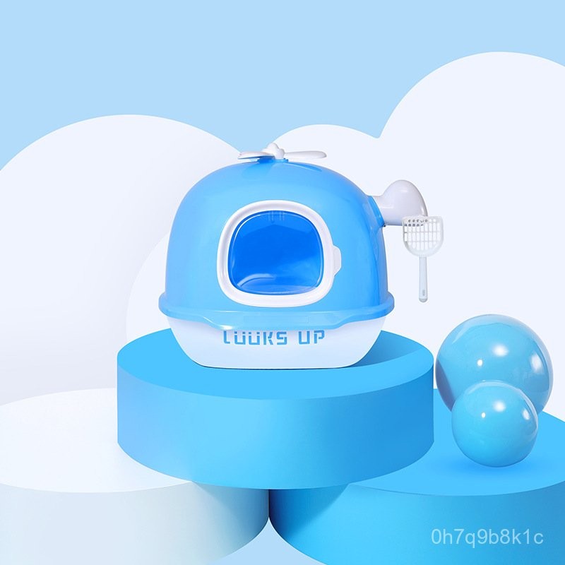 กล่องทรายแมว Lukes Blue Sky Clear Sky Airplane อุปกรณ์แมว พื้นที่กว้าง ห้องน้ำแมวแบบปิดสนิท ป้องกันก