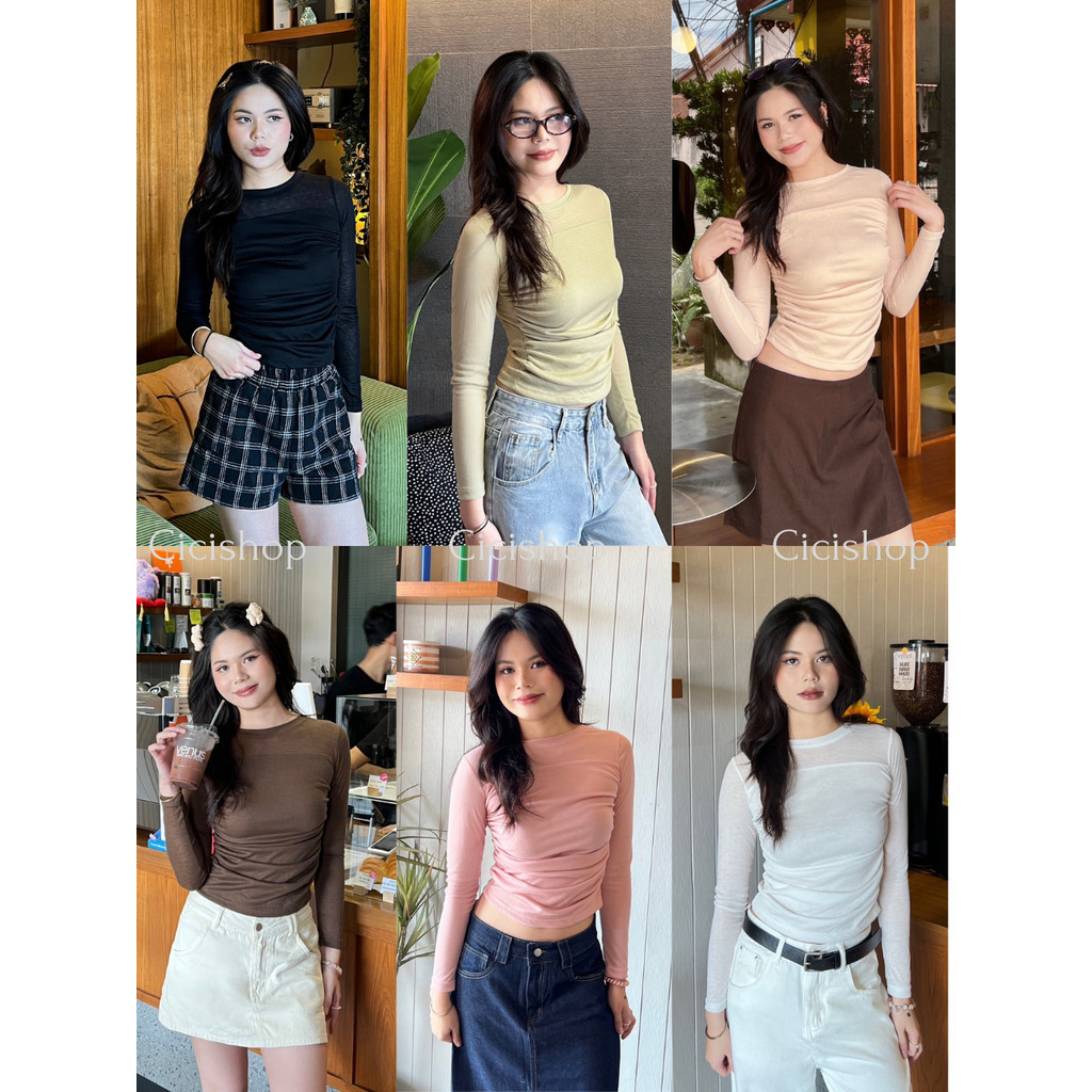 Cicishop(J2210)เสื้อแขนยาวจ้ำเอวใส่แล้วอยู่ที่ปารีสผ้าเบาสบายไม่ร้อนไม่หนาวพอดีใส่ชิคๆเก๋ๆเหมาะสำหรับทุกช่วงวัย
