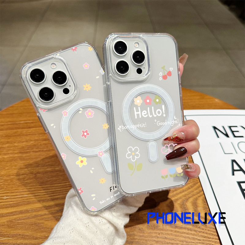 สำหรับ iPhone 15 PRO MAX เคส iPhone 11 เสริมสร้างแม่เหล็กอะคริลิคใสกระดานแข็ง TPU กรอบนุ่มกันกระแทก