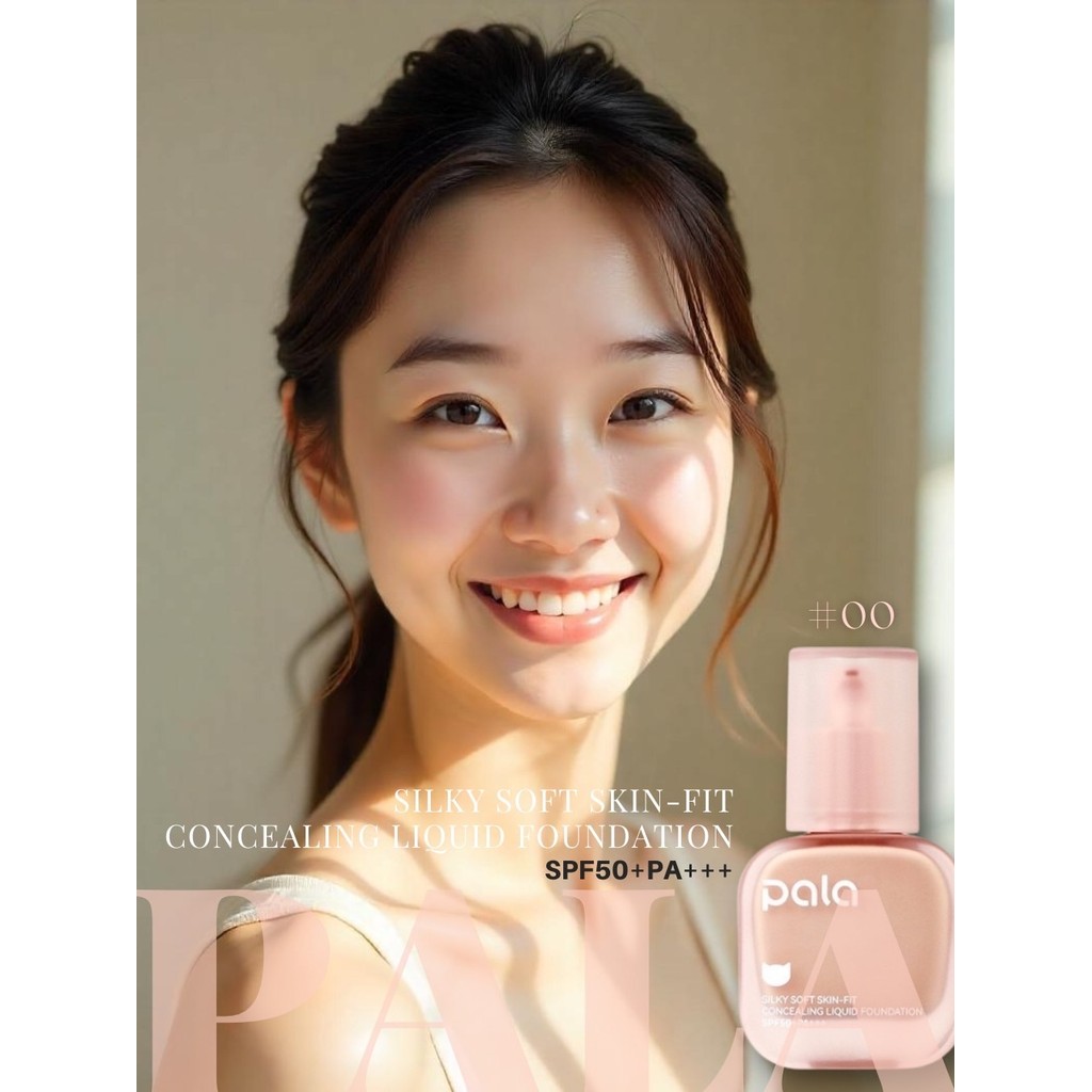 PALA รองพื้น กันน้ำ ปกปิด สำหรับผิวแห้ง Silky Soft Skin-Fit Concealing Liquid Foundation SPF50+PA+++ แบรนด์ไทย - ภาพย่อย 2