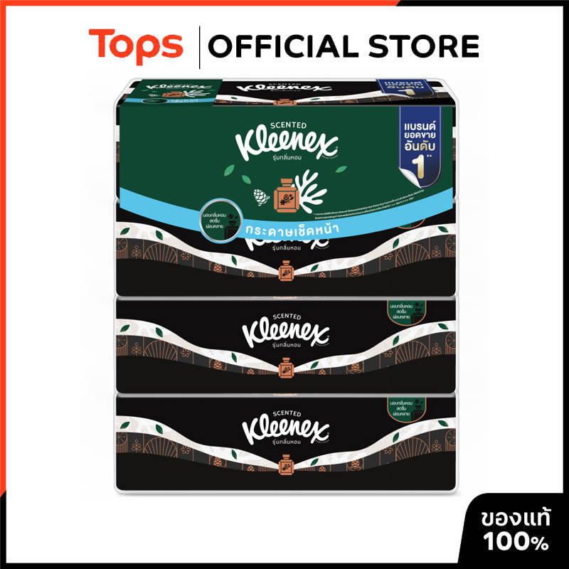 KLEENEX คลีเน็กซ์เซนส์กลิ่นอโรมาซอฟบ็อกซ์กระดาษเช็ดหน้า 106แผ่น แพค 4 [8888336028972]