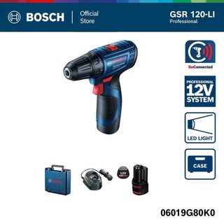 BOSCH สว่านไร้สาย 12 V รุ่น GSR 120 LI Gen 3 พร้อมแบต 1.5 Ah 2 ก้อน