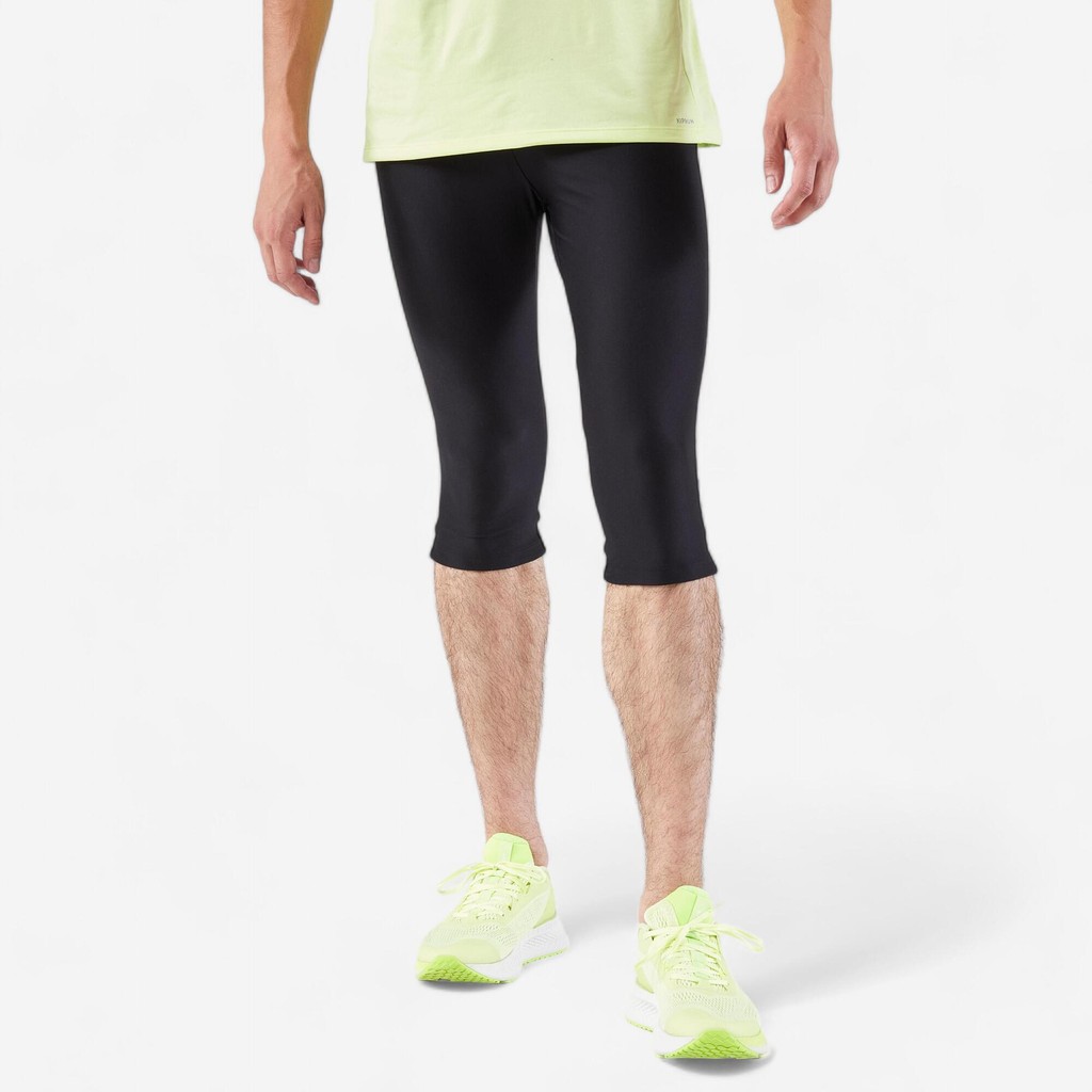 กางเกงรัดรูปใส่วิ่งสำหรับผู้ชายรุ่น KIPRUN DRY 100 (สีดำ) - ดำรมควัน | Men's Running 3/4 Tights - Ki