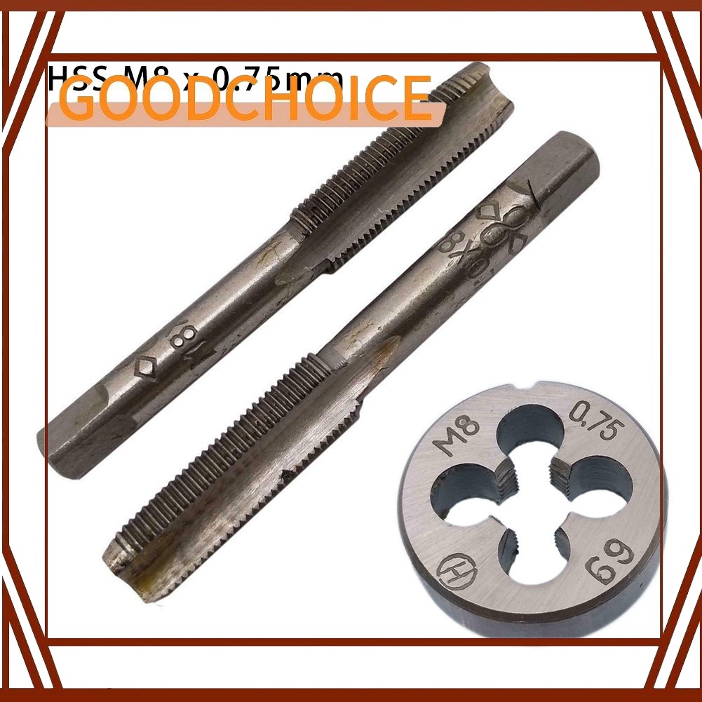 GOODCHOICE HSS M8 x 0.75 มม. Taper & Tap & M8 x 0.75 มม. Die ด้ายเมตริกขวามือ